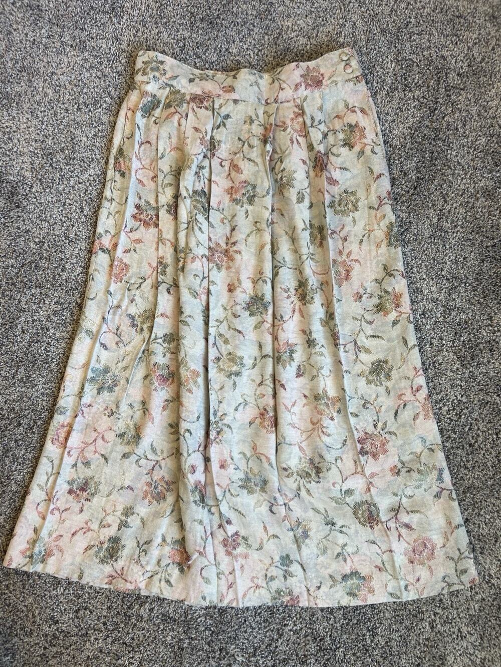Michelle Stuart Women’s Size 12 Vintage Tapestry Floral MIDI Skirt